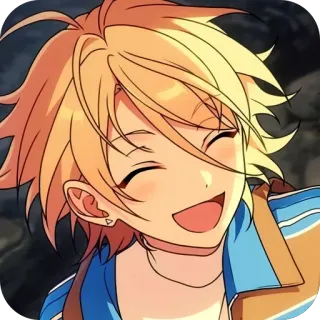 🫥 anime, mangá, desenho animado, sorrindo, feliz, personagem, cabelo loiro whatsapp sticker