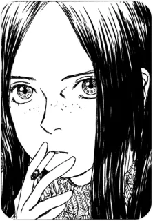 👁 девушка, женщина, курение, монохром, портрет, сигарета telegram sticker