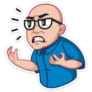😠 man, glasses, upset, angry, cartoon, expression whatsapp sticker