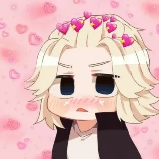 🥺 anime, chibi, cute, hearts telegram sticker