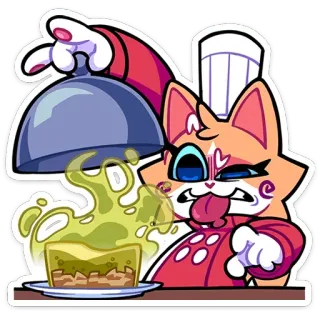 🤢 cat, chef, food, cartoon, funny, silly, dish, cook telegram sticker