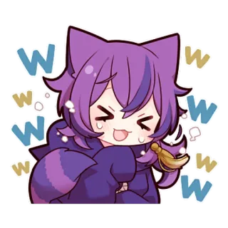😂 www animé, chat, chibi, violet, mignon, kawaii, expression telegram sticker