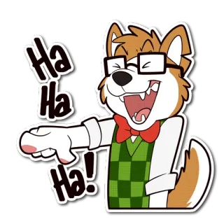 😂 Ha Ha Ha! perro, riendo, dibujos animados, divertido, gafas, pajarita telegram sticker