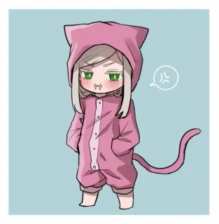 ☺️ อนิเมะ, การ์ตูน, น่ารัก, แมว, ชุดนอน, ลูกแมว telegram sticker