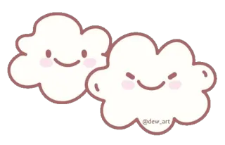 ☁️ @dew_art 구름, 카와이, 귀여운, 미술, 스티커 telegram sticker