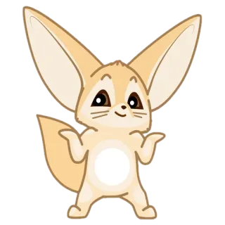 🦊 feneco, desenho animado, animal, raposa do deserto, fofo, orelhas, ilustração telegram sticker