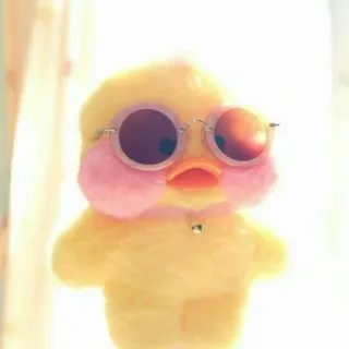😐 canard, lunettes de soleil, mignon, jaune, peluche, jouet telegram sticker