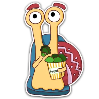 🎬 brocc caracol, brócolis, comida, desenho animado, fofo, legume telegram sticker