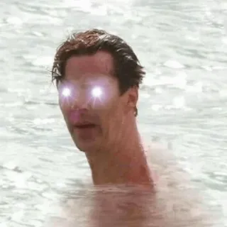 🤩 man, water, eyes, glowing, portrait, swimming telegram sticker