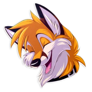 😄 renard, animal, dessin animé, poilu, joyeux, souriant telegram sticker