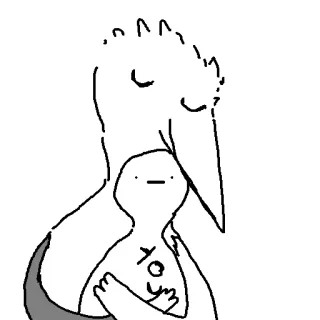 ❤️ Yo uccello, abbraccio, amore, famiglia, bambino, cartone animato telegram sticker