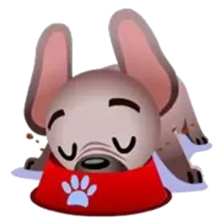 👩 cão, animal de estimação, animal, fofo, cachorro, dormindo, comedouro para cachorro telegram sticker