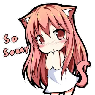 😳 So Sorry Catgirl, Kawaii, Anime, Scusa, Dispiaciuto, Carino telegram sticker