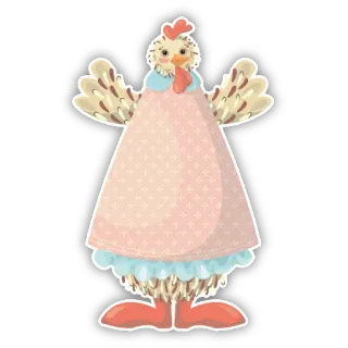 🐔 鶏, 動物, 可愛い, 漫画, ドレス, ステッカー telegram sticker