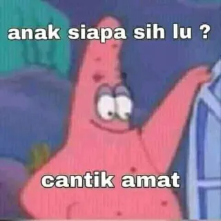 ➖ Patrick Star SpongeBob SquarePants anak siapa sih lu ?
cantik amat Patrick Étoile, Bob l'éponge, dessin animé, drôle, mème telegram sticker