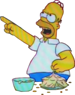 😠 Homer Simpson The Simpsons Homer Simpson, cartoon, anger, pointing, simpsons, yellow telegram sticker