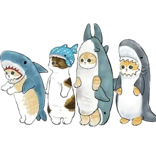 👯‍♀️ кошки, акула, милые, животные, костюмы telegram sticker