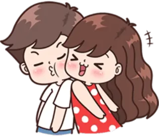 😽 couple, amour, baiser, dessin animé, mignon, romance telegram sticker
