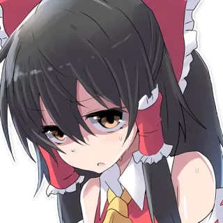 😕 Reimu Hakurei Touhou Project anime, touhou project, reimu hakurei, girl, character, cute telegram sticker