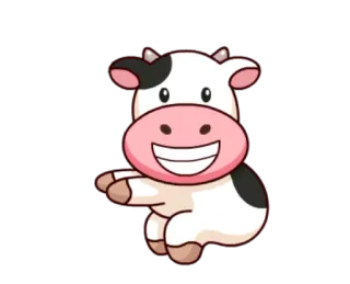 🎉 vache, animal, dessin animé, mignon, joyeux, ferme telegram sticker