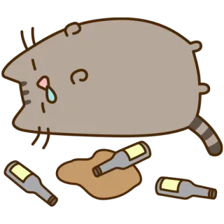 🥃 cat, drunk, sad, alcohol, party telegram sticker