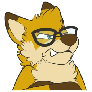 😠 furry, fox, anthropomorphic, glasses, cartoon, smug, animal telegram sticker
