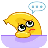 😞 表情符号, 悲伤, 香蕉, 角色 telegram sticker