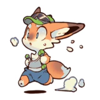 🧘‍♀ dier, vos, cartoon, schattig, chibi, rennen telegram sticker