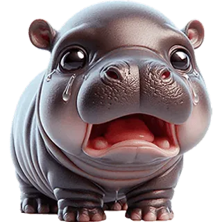 😭 カバ, カバの赤ちゃん, かわいい, 悲しい, 泣く, 動物 whatsapp sticker