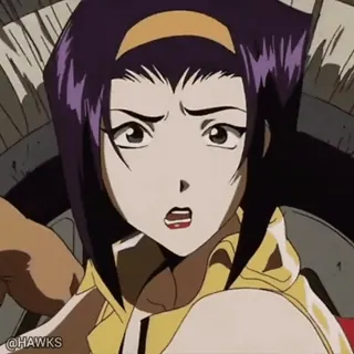 🤨 Faye Valentine Cowboy Bebop anime, faye valentine, cowboy bebop, space, bounty hunter telegram sticker