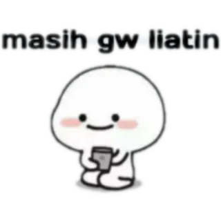 😏 masih gw liatin cartoon, cute, character, blob, watching telegram sticker