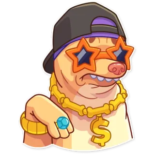 😎 Hund, Cartoon, Brille, Gold, Dollarzeichen, Schmuck whatsapp sticker