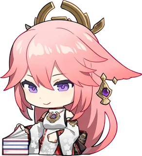 🙂 Yae Miko Genshin Impact อนิเมะ, เก็นชิน อิมแพ็ค, ยาเอะ มิโกะ, วิดีโอเกม, ตัวละคร telegram sticker