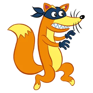 🐺 Swiper Dora the Explorer สุนัขจิ้งจอก, สไวเปอร์, การ์ตูน, ตัวร้าย, หน้ากาก telegram sticker