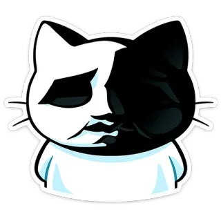 😑 cat, sticker, black and white, cartoon, animal, cute telegram sticker