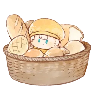 🥖 빵, 바구니, 귀여운, 만화 telegram sticker