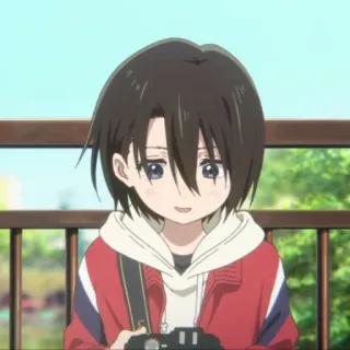 🍓 anime, character, young person, camera, portrait, smile telegram sticker