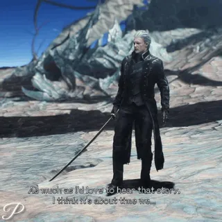 🗡 Vergil Devil May Cry As much as I'd love to hear that story, I think it's about time we... sword, anime, game, action, character telegram sticker