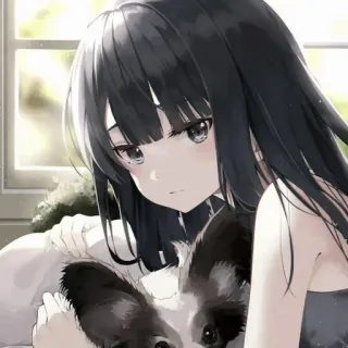 🩸 anime, girl, dog, cute, pet, art telegram sticker