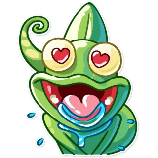 ❤ chameleon, cartoon, animal, sticker, cute, love, emoji telegram sticker