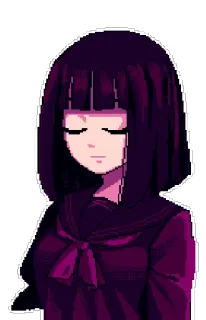 😔 Anime, Ragazza, Pixel, Pixel art, Triste, Viola telegram sticker