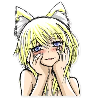 ☺️ Anime, Manga, Nữ mèo, Kawaii, Tóc vàng, Mắt xanh telegram sticker
