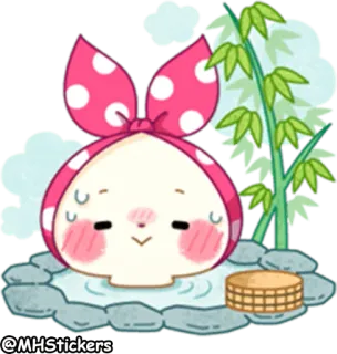 😅 @MHStickers sticker, dibujos animados, kawaii, lindo, baño, aguas termales whatsapp sticker