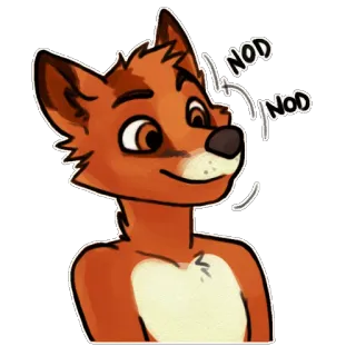 👌 NOD raposa, aceno, desenho animado, animal, fofo, amigável whatsapp sticker