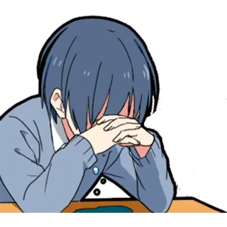 😔 triste, anime, chica, deprimida, llorando telegram sticker