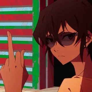 🖕 mittelfinger, beleidigende geste, anime, cartoon, sonnenbrille, frau, mädchen telegram sticker