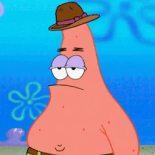 ✨ Patrick Star Spongebob Squarepants dessin animé, Patrick, chapeau, Bob l'éponge, étoile de mer telegram sticker