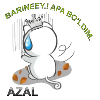 😏 BARINEEY! APA BO'LDIM Katze, Krone, Cartoon, Tier, Süß, Kawaii telegram sticker