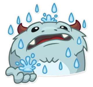 🌧 mostro, triste, piangere, lacrime, cartone animato, sticker whatsapp sticker