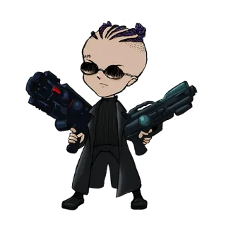 😎 arma, armas, futurista, personagem, desenho animado, violência whatsapp sticker